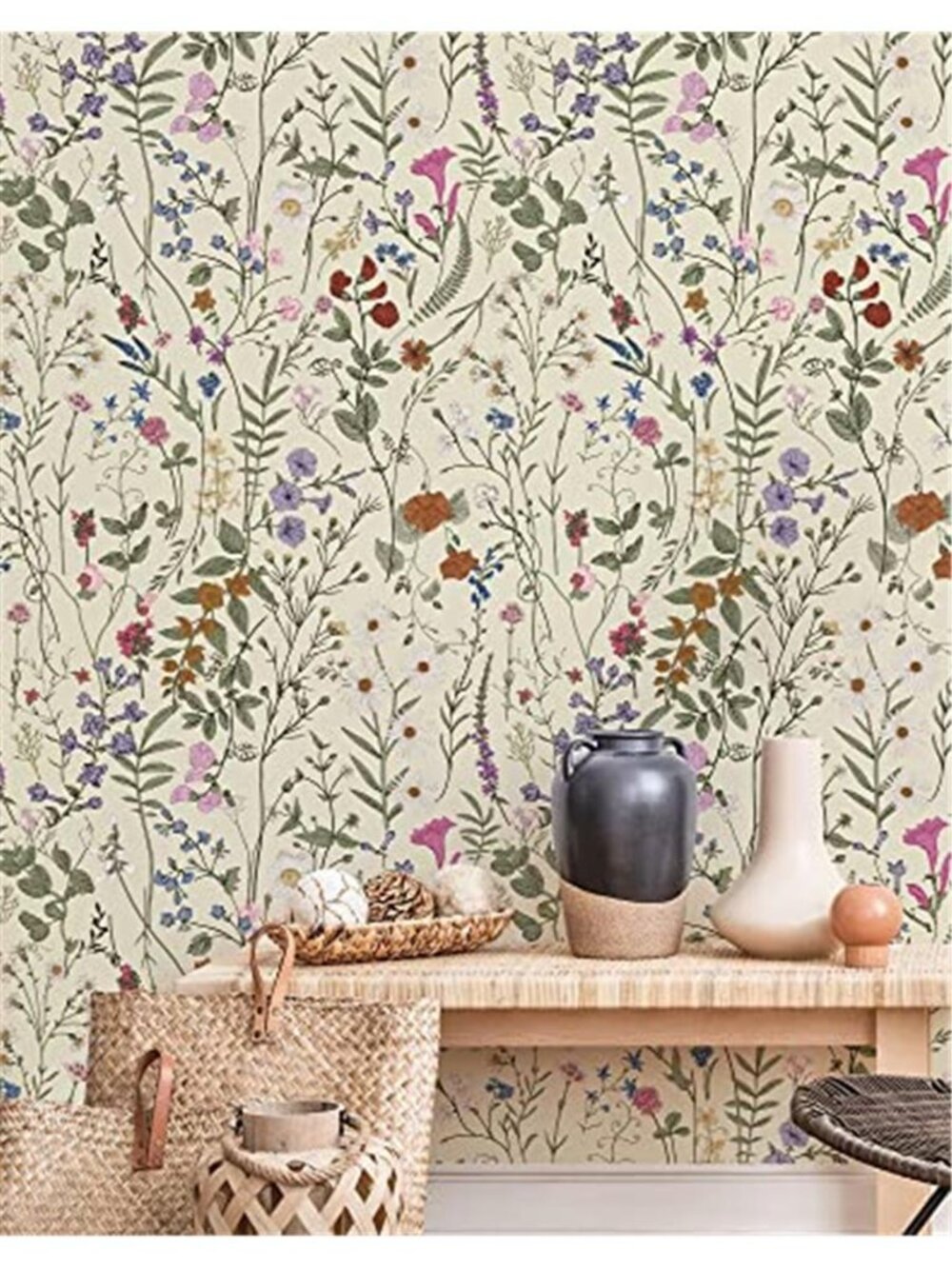 Floral Peel And Stick Wallpaper Wildflower Removable Contact Paper Decor